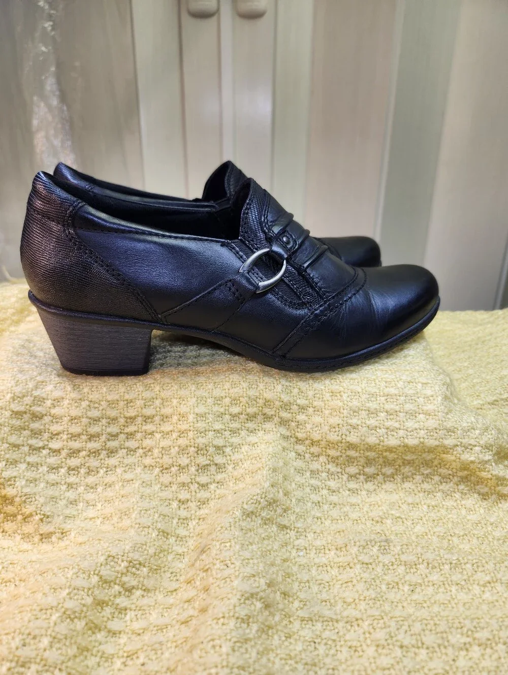 Earth Origins Black Women’s Slip-On Loafers with Decorative Buckle